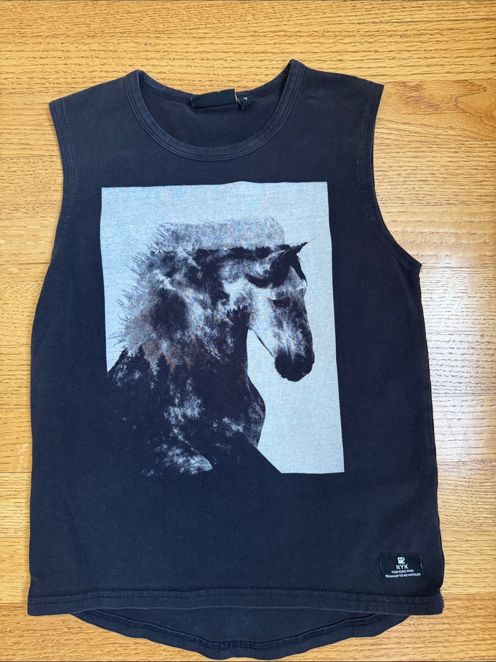 Rock Your Baby Black Tank with Grey Horse Print